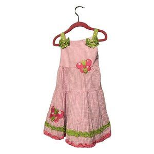 Emily Rose Pink White Gingham Sleeveless Sundress  Butterfly Lime Green Bow 4T